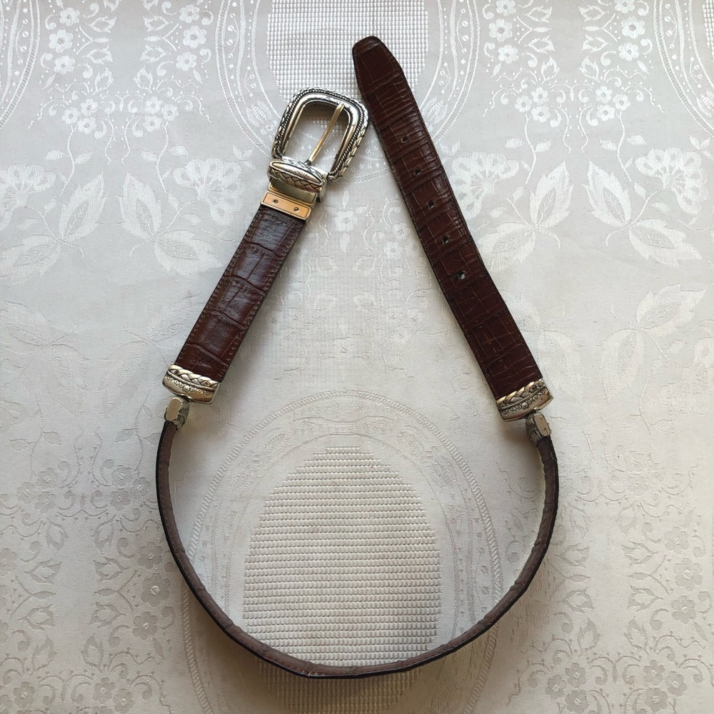 Brighton Vintage Reversible Black/Brown crocodile Leather Belt Women’s M (30)